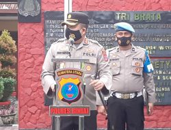 KAPOLRES BINJAI PIMPIN APEL KESIAPAN PERGESERAN PASUKAN PAM ROUTE KUNJUNGAN PRESIDEN REPUBLIK INDONESIA Ir. H. JOKO WIDODO DI KOTA BINJAI TH. 2022.