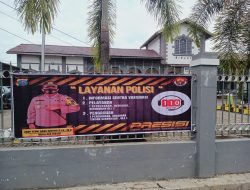 Polres Binjai dan jajaran pasang spanduk layanan masyarakat call center 110