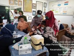 Bhabinkamtibmas Pam Vaksinasi Covid-19 Bagi Anak Usia 6 s/d 11 Tahun Di SD 020273 Kelurahan Kebun Lada