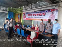 Personil Polsek Binjai Utara, Pantau Pelaksanaan Vaksinasi di gerai vaksin pasar Kebun Lada