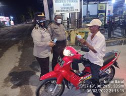 Polsek Binjai Barat Laksanakan Patroli Malam Himbau Warga Patuh Prokes