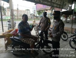 Tekan Penyebaran Virus-19, Polsek Binjai Barat Lakukan Yustisi Pagi