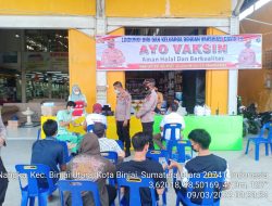 Kapolsek Binjai Utara Monitoring Capaian Pelaksanaan Vaksinasi Wilayah Hukum Polsek Binjai Utara