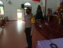 Personil Polsek Selesai Polres Binjai Lakukan PAM Gereja Minggu Sesuai Protokol Kesehatan