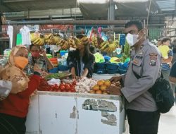 Posko Penanggulangan Covid 19 Pasar Pagi Kebun Lada Kota Binjai, Polsek Binjai Utara Ingatkan Prokes Dan Bagikan Masker