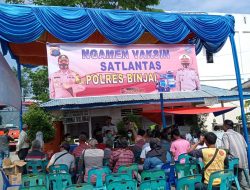 Percepat Herd Immunity, Satlantas Polres Binjai Ngamen Vaksin di Terminal