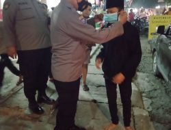 Polsek Binjai Kota Operasi Yustisi Malam Pastikan Warga Pakai Masker