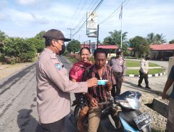 Ingatkan Penggendara Patuh Prokes Melalui Operasi Yustisi Depan Mako Polsek Sei Bingai