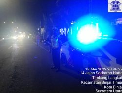 Antisipasi Ancaman Gangguan Kamtibmas Sat Lantas Polres Binjai Laksanakan Blue Light Patrol