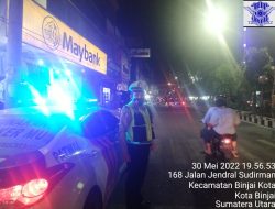 Berikan Imbauan Melalui Public Addres Sat Lantas Polres Binjai Laksanakan Blue Light Patrol Jaga Situasi Kamtibmas