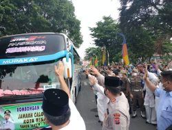 KAPOLRES BINJAI HADIRI PELEPASAN JEMAAH HAJI KOTA BINJAI TAHUN 2022