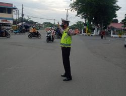 Amankan Arus Lalu Lintas  Pos Padat Pagi Polsek Binjai kota