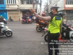 Cegah Kemacetan Arus Lalin Sat Lantas Polres Binjai Gelar Personil Di Area Rawan