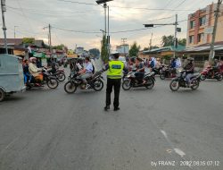 Antisipasi Gangguan Kamseltibcarlantas, Personil Satlantas Pores Binjai Laksanakan Gatur Di Jalanan Wilkum Polres Binjai