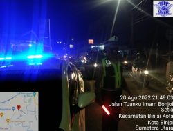Sat Lantas Polres Binjai Patroli Blue Light Jaga Kamseltibcar Arus Lalin Malam Hari Wilkum Polres Binjai