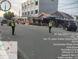 Jaga Kamseltibcar Tertib, Aman Dan Kondusif Pos Padat Sore Hari Sat Lantas Polres Binjai