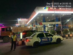 Unit Patroli Satlantas Polres Binjai Monitoring BBM di SPBU