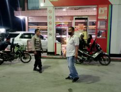 Patroli Di SPBU NO.14-207182  Kec. Selesai Antisipasi Gangguan Kamtibmas Dampak Penyesuaian Harga BBM