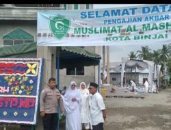 Bhabinkamtibmas Giat Pengamanan Pengajian Akbar ‘Muslimat Al-Mashliyah Kota Binjai”