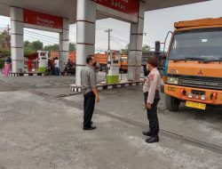 UNIT INTELKAM MONITORING KETERSEDIAAN STOCK BBM DI SPBU YANG BERADA DI WILAYAH HUKUM POLSEK BINJAI BARAT