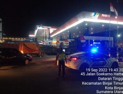 Patroli Blue Light Sat Lantas Polres Binjai Di Lokasi Spbu Antisipasi Kemacetan