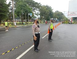 PAM MELEKAT CAR FREE DAY MINGGU PAGI PERSONEL GABUNGAN SAT POLRES BINJAI