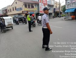 PADAT SORE SAT LANTAS POLRES BINJAI BERSAMA DISHUB KOTA BINJAI CIPTAKAN KAMSELTIBCAR AMAN KONDUSIF