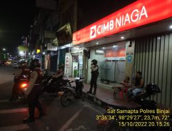JAGA SITUASI KAMTIBMAS DI MALAM HARI SASAR OBJEK VITAL SAT SAMAPTA MELALUI UNIT PAM OBVIT POLRES BINJAI
