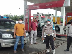 PATROLI KEGIATAN RUTIN YANG DITINGKATKAN ANTISIPASI KELANGKAAN BBM, POLSEK BINJAI DI SPBU TANDEM HULU