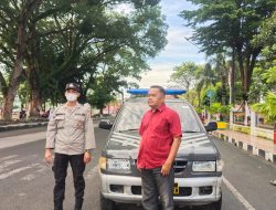 Personel Polsek Binjai Kota melaksanakan Patroli R4 serta memberi himbauan mengenai covid 19 di Wilkum Polsek Binjai Kota