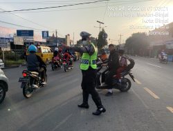Jaga Ketertiban di Jalan Raya, Satlantas Polres Binjai Laksanakan Gatur Pagi