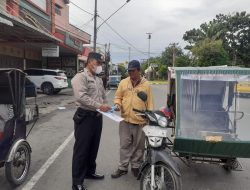 Patroli rutin oleh Polsek Binjai Kota guna menjaga kamtibmas serta melakukan himbauan pemerintah tentang prokes