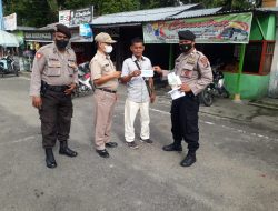 Personil Gabungan Polsek Binjai Timur  melaksanakan kegiatan himbauan Pemerintah kepada warga masyarakat serta membagikan masker gratis