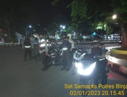 PAM OBVIT SAT SAMAPTA POLRES BINJAI GELAR PATROLI RODA DUA MALAM HARI