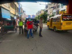 Patroli R4 yang dilaksanakan oleh Polsek Binjai Kota serta memberikan himbauan mengenai virus corona dan menerapkan proses 5M