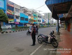 Giat pos padat pagi dilaksanakan oleh Sat Samapta Polres Binjai memantau arus lalin cegah terjadinya gangguan Kamtibcarlantas