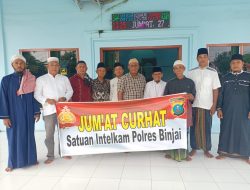 JUMAT CURHAT, KASAT INTELKAM POLRES BINJAI TAMPUNG ASPIRASI JEMAAH MASJID AL- MUTTAQIN