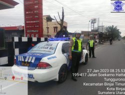 Pers Sat lantas Polres Binjai rutin melaksanakan patroli guna antisipasi kemacetan serta KRYD dan memberi himbuan kepada warga agar tetap menjaga prokes