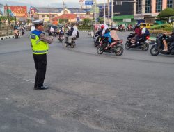 Polres Binjai Unit Sat Lalin melakukan pos padat pada pagi hari lancarkan aktivitas masyarakat dan meminimalisir kepadatan lalu lintas