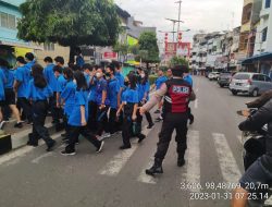 Sat Samapta Polres Binjai laksanakan Giat pos padat pagi memantau arus lalin cegah terjadinya gangguan Kamtibcarlantas