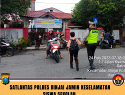 SATLANTAS POLRES BINJAI JAMIN KESELAMATAN SISWA SEKOLAH