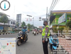 Kegiatan rutin Unit Sat Lalin Polres Binjai pada pagi hari melakukan pos padat lancarkan aktivitas masyarakat serta meminimalisir kepadatan lalu lintas