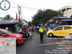 Unit Sat Lalin Polres Binjai melaksanakan Pos padat pagi hari guna melancarkan aktivitas masyarakat dan meminimalisir kepadatan lalin