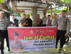 MENAMPUNG KELUHAN DARI MASYARAKAT SAT SAMAPTA POLRES BINJAI, LAKSANAKAN GIAT JUM’AT CURHAT