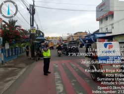 Pelaksanaan Kegiatan pagi hari oleh Sat Lantas Polres Binjai guna melancarkan arus lalin serta memberi himbauan mengenai prokes