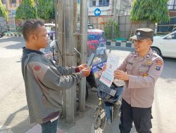 Giat Polsek Binjai Kota melaksanakan program Ops Yustisi cegah terjadinya penyebaran virus corona serta memberikan masker gratis kepada masyarakat