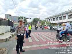 Pelaksanaan Unit Sat Lantas Polres Binjai melakukan Pos padat pagi hari guna melancarkan aktivitas masyarakat dan meminimalisir kepadatan lalin