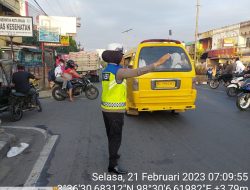 Giat pos padat sore dilaksanakan oleh Satuan Lantas Polres Binjai memantau arus lalin cegah terjadinya gangguan Kamtibcarlantas