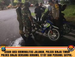 POLSEK BINJAI TIMUR BERSAMA KORAMIL17/BT, DAN SATPOL PP KOTA BINJAI PATROLI ANTISIPASI KEJAHATAN JALANAN
