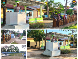 JADI PEMBINA UPACARA, KANIT BINMAS POLSEK BINJAI SELATAN POLRES BINJAI AJAK PARA SISWA MENJAUHI NARKOBA DAN TINDAKAN KRIMINAL